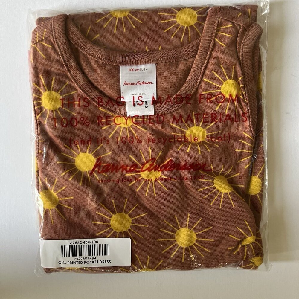 Hanna Andersson Girls Dress Sleeveless w/ Pockets Rust Sun Print Various Sizes - Picture 2 of 10